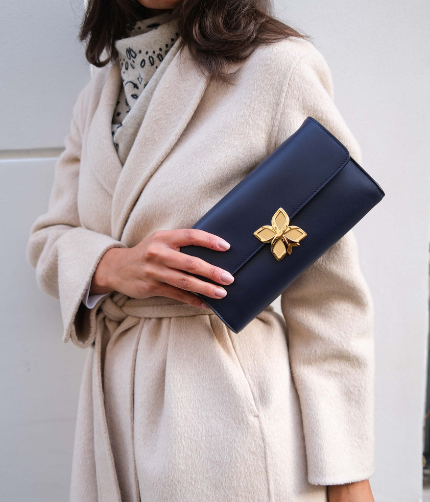 Hortensia Clutch | Bleu Nuit - Fleuron Paris
