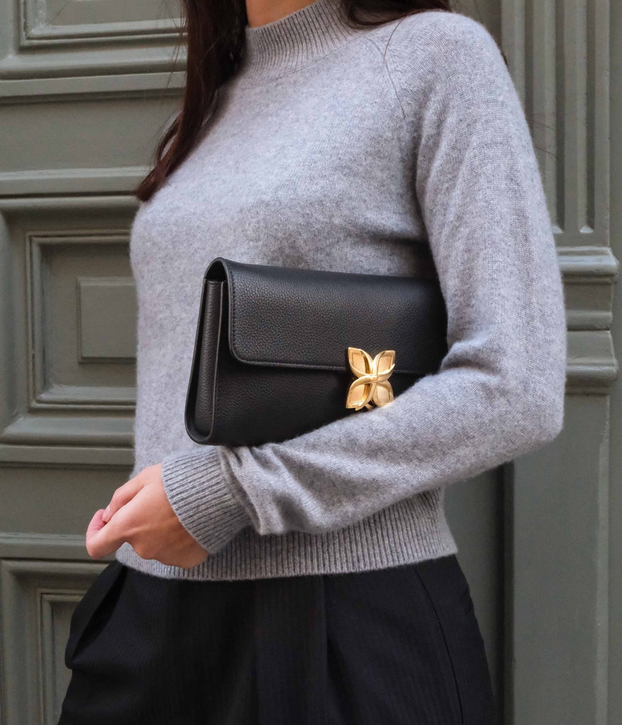 Hortensia Clutch | Noir - Fleuron Paris